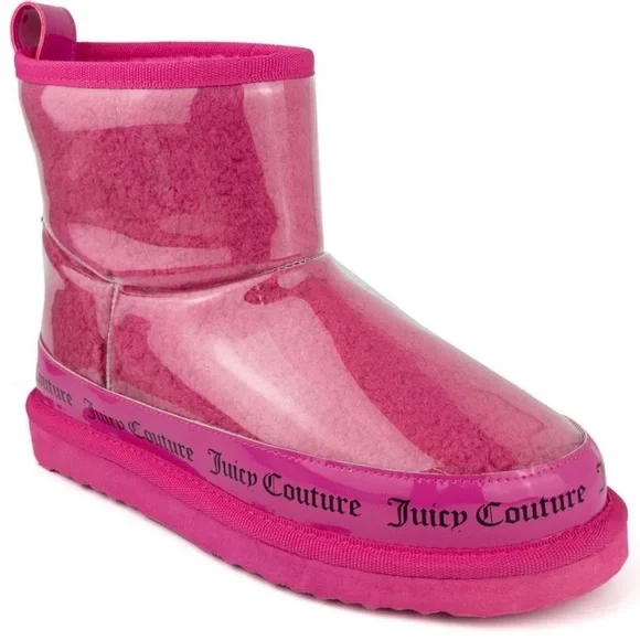 Juicy Couture Glossy Pink Winter Boots Size 8 - Picture 4 of 8